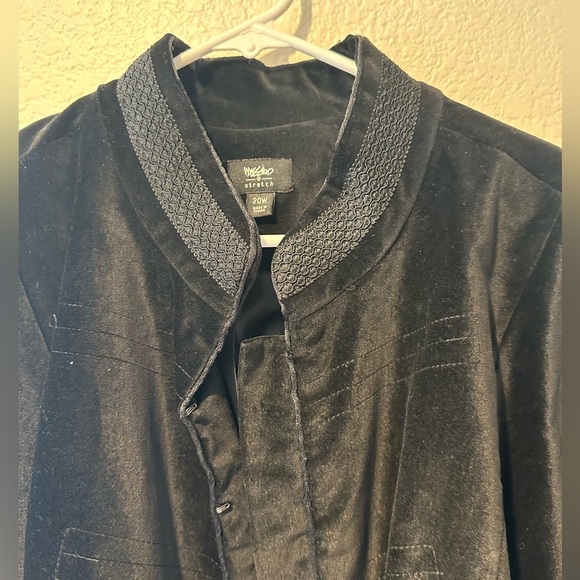 Mossimo Jacket Blazer Black Velvet Embroidered Stretch Lined Long Sleeve Women - Picture 3 of 10